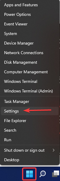 Opening Settings from WinX menu.