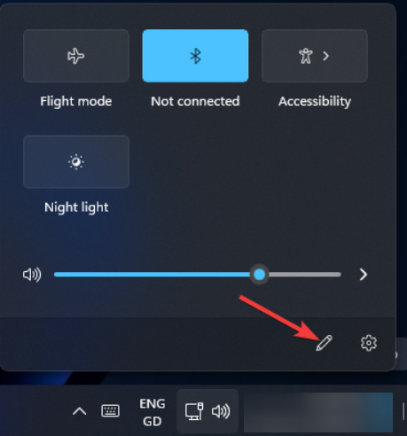 Clicking "Edit" button in Quick Settings.