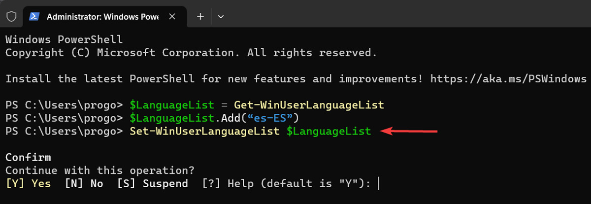 Executing new command in PowerShell.
