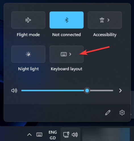 New "Keyboard layout" tile added to Quick Settings.