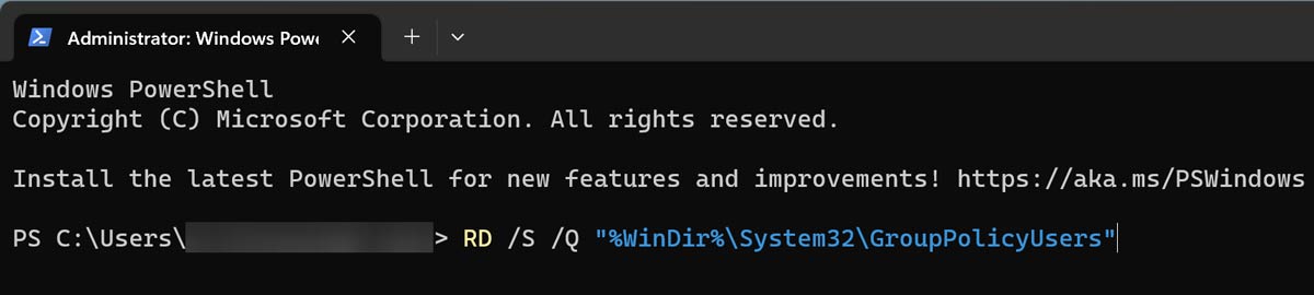 Executing command in PowerShell.