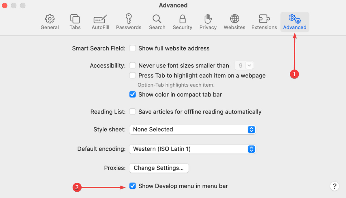 Mac Cache Safari Advanced Tab
