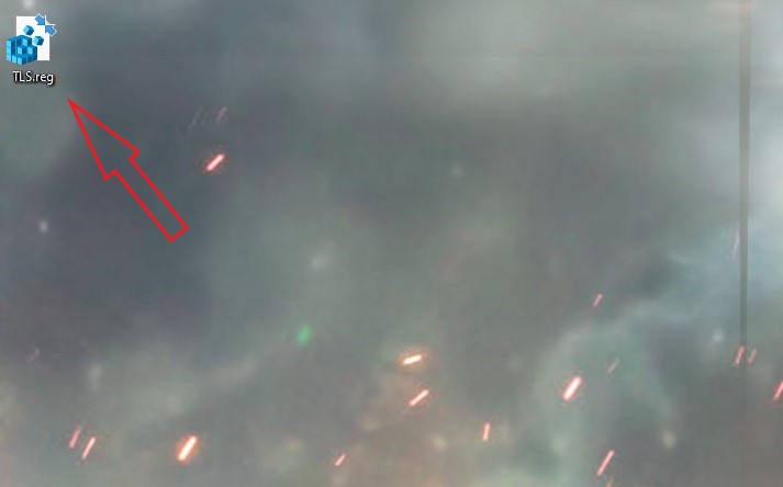 Double-clicking new .REG file on Windows desktop.