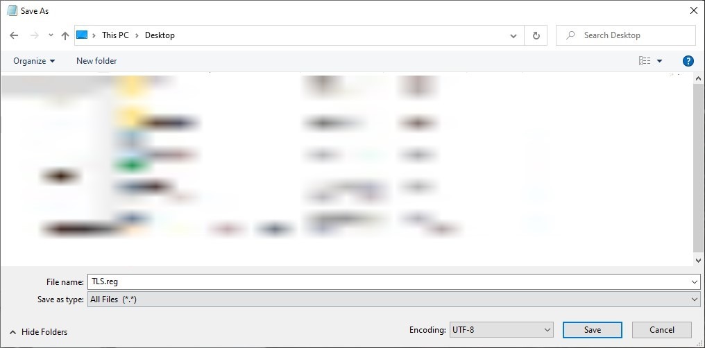 Saving Notepad file with .REG extension.
