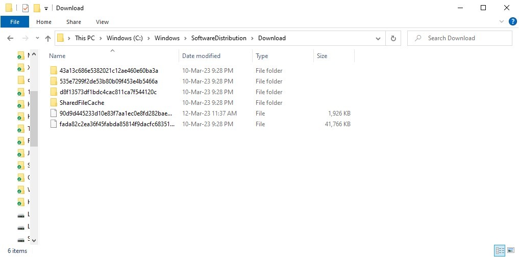 Finding the "SoftwareDistribution" folder in File Explorer.
