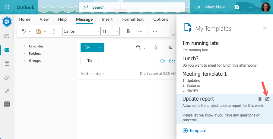 Edit button for a template on the Web