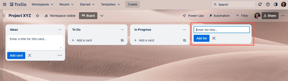 Add a List on Trello