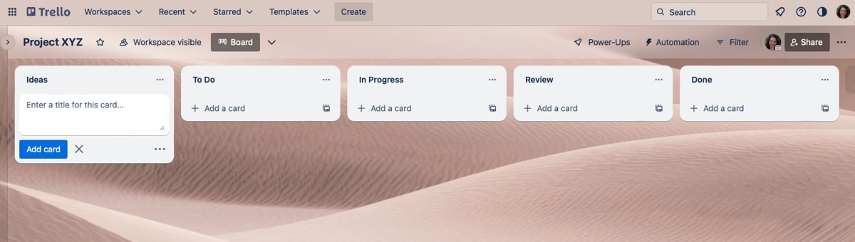 New lists for Kanban on Trello