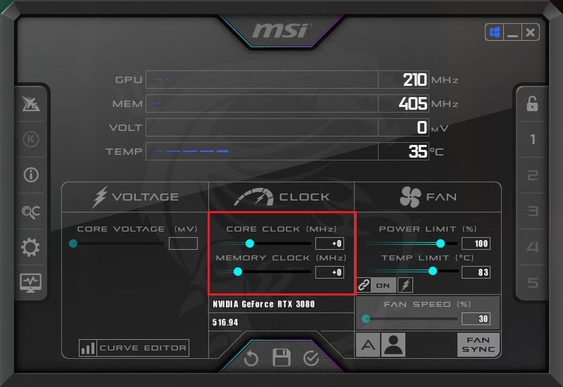 Overclocking Gpu Afterburner Msi Afterburner Clock Controls