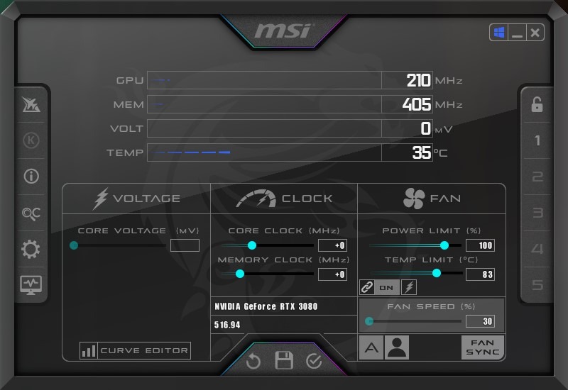 Overclocking Gpu Afterburner Msi Afterburner Main Screen