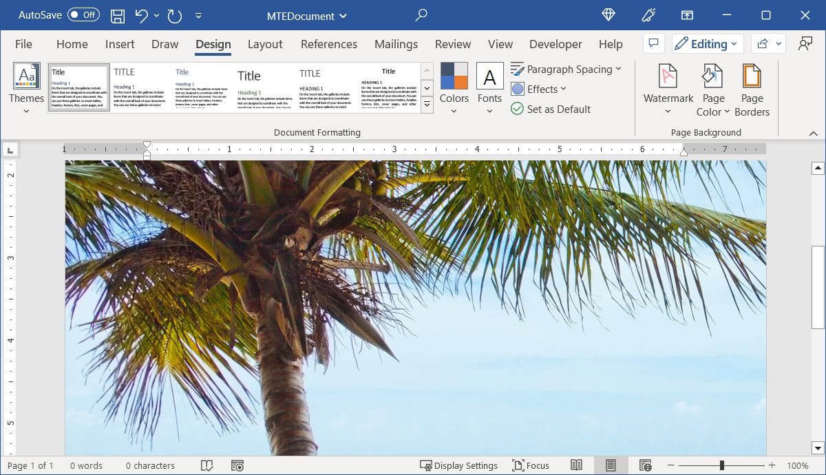 Picture background in Word