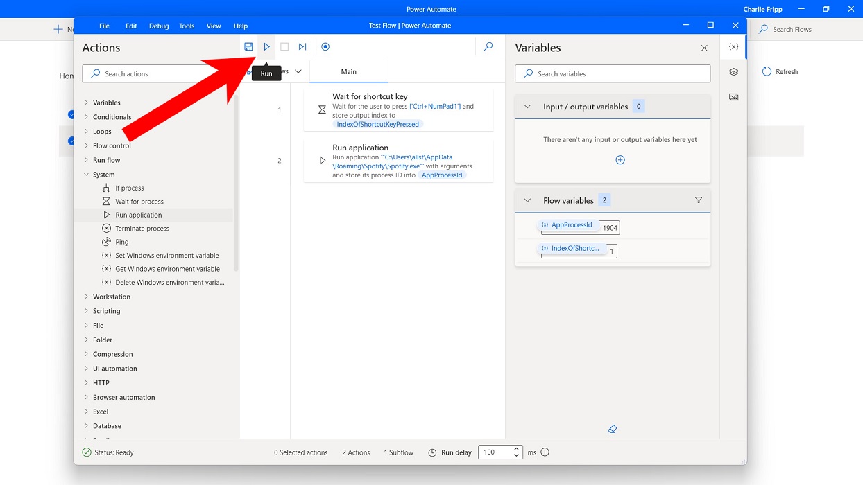 Test running the Flow in Power Automate app.