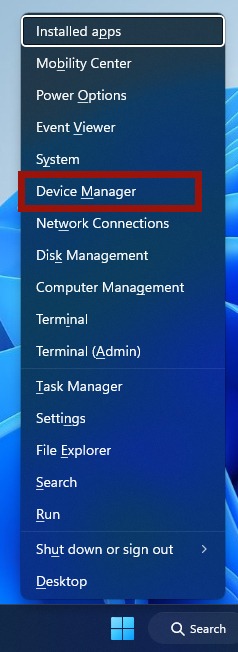 Clicking on "Device Manager" from WinX menu,.