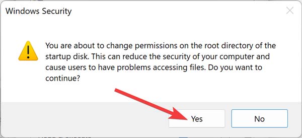 Windows security warning. 