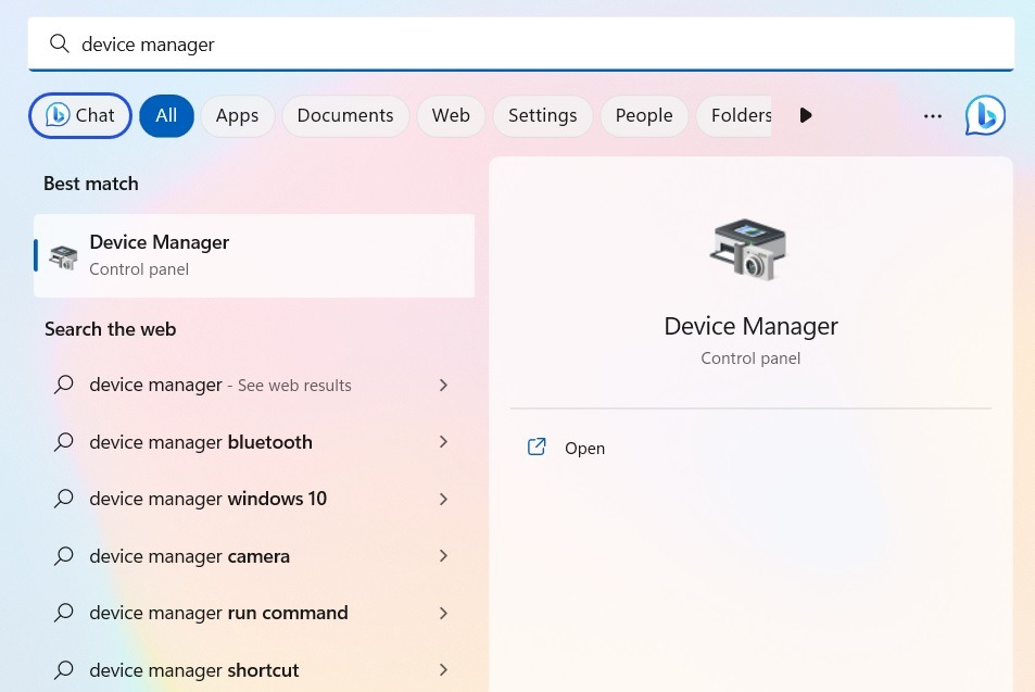 Search for Device Manager in Windows search menu. 