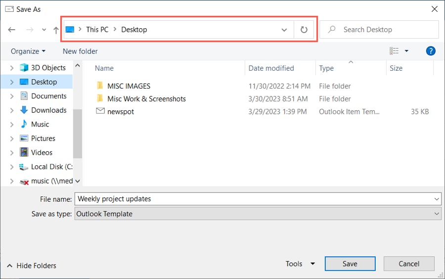 Save As for another location on Windows