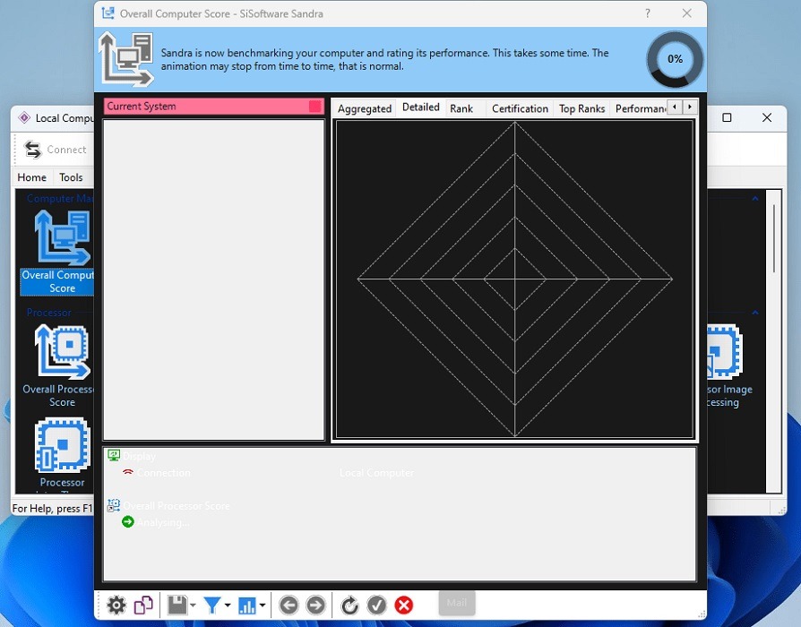 SiSoftware Sandra Lite interface overview in Windows. 
