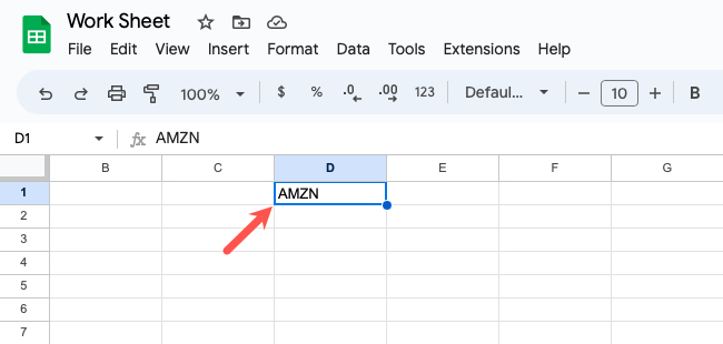 Ticker symbol in Google Sheets