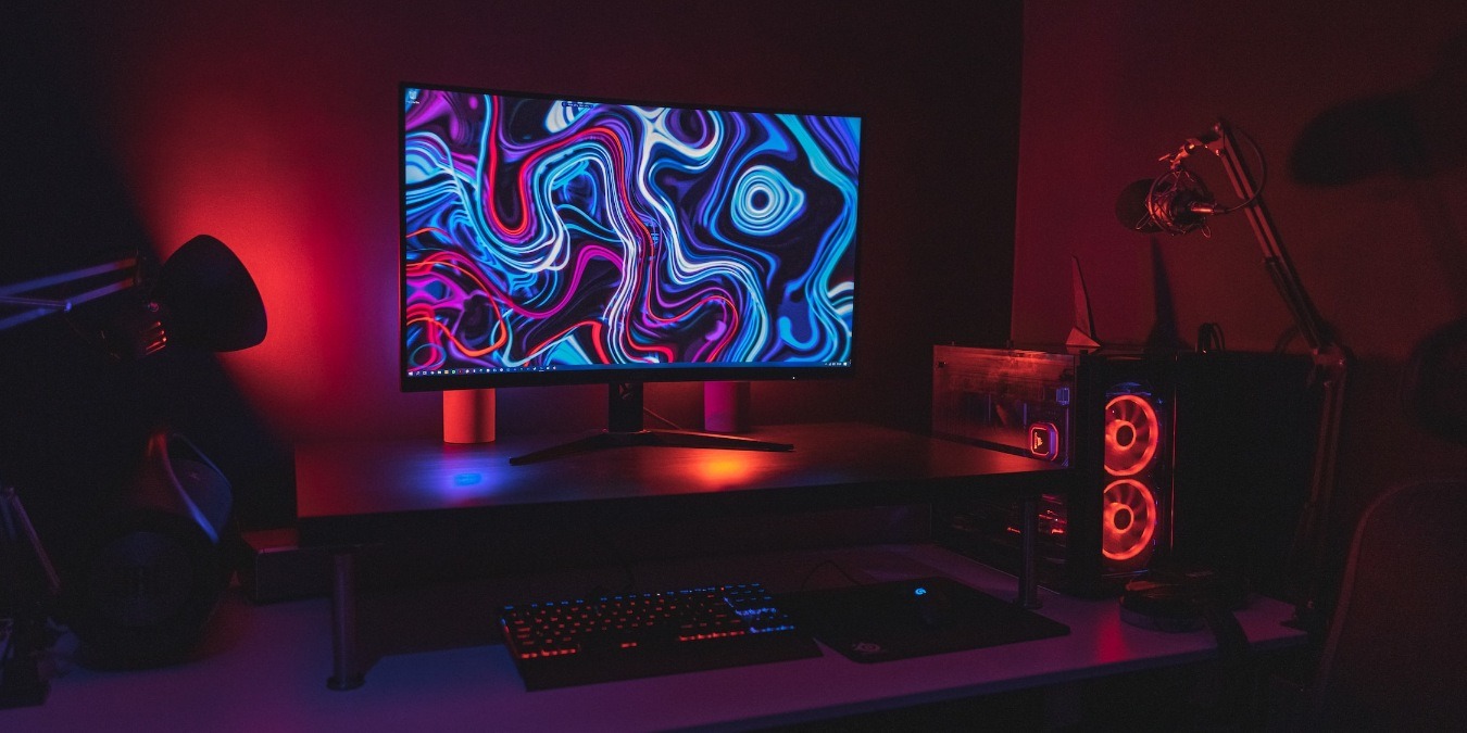 Desktop PC setup with RGB lights