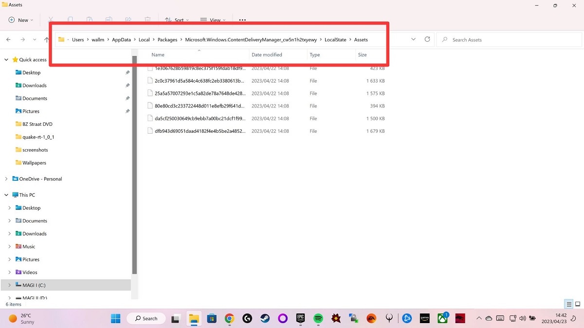 Navigating to address in File Explorer.