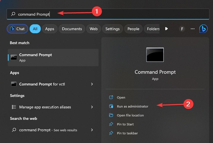 Running the Command Prompt as administrator.