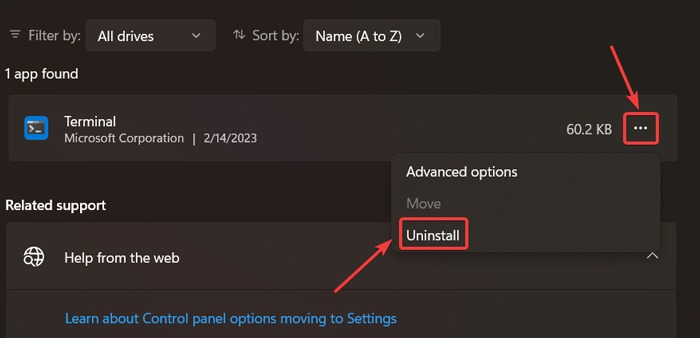 Three-dots next to an installed app visible.