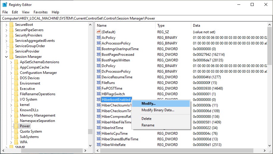 Right-clicking on key to bring up context menu. 