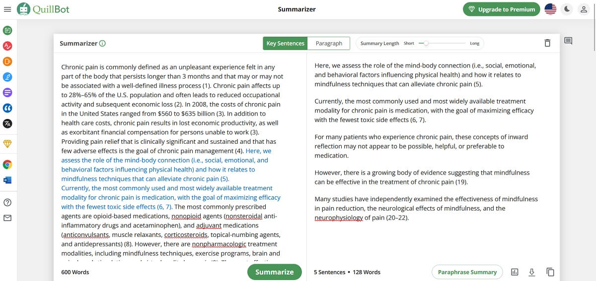 QuillBot website overview in browser.