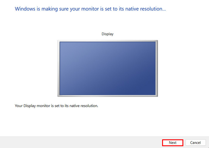 Windows checking if monitor is set to its native resolution. 