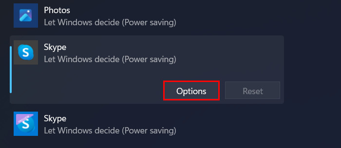 Clicking app and then pressing on the "Options" button. in Windows 11.
