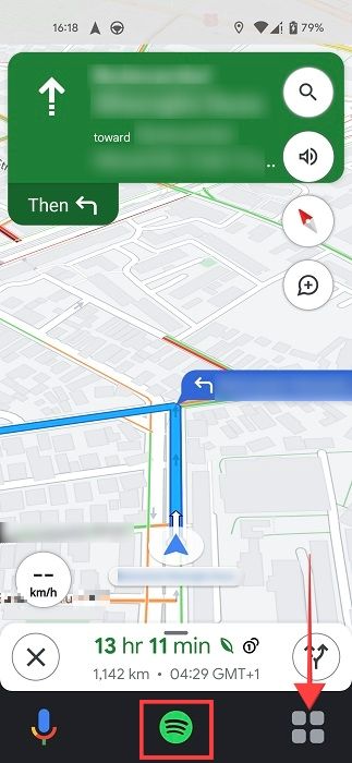 Minimized Spotify in Google Maps for Android. 