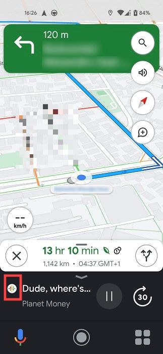 Google Maps for Android playing from the Podcasts app. 