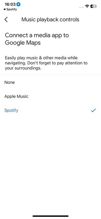 Spotify now default music app in Google Maps for iOS. 