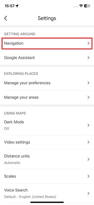 Navigation section in Google Maps for iOS. 