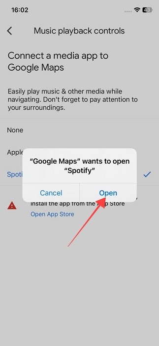 Open Spotify in Google Maps request in Google Maps for iOS. 