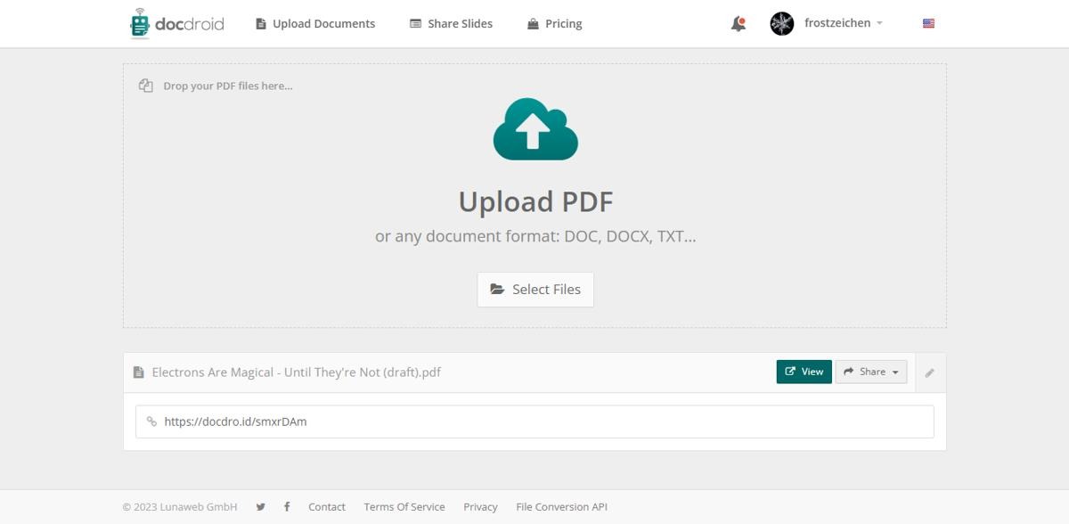 Docdroid Screenshot Uploading File To Docdroid Net