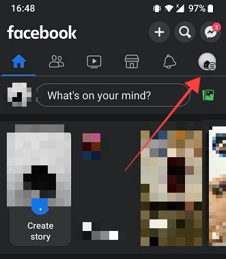 Clicking profile picture in Facebook app for Android. 