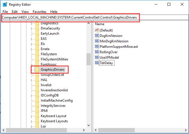 Registry Editor open with TdrDelay key visible.