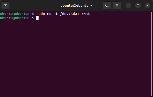 A window showing the root partition being mounted inside the live session.