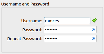 A screenshot of the user creation dialog in VirtualBox.