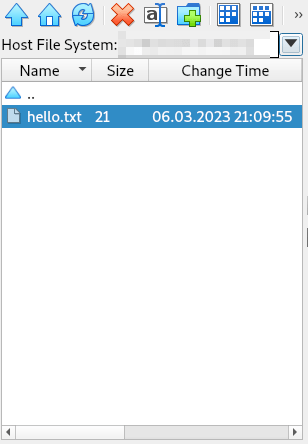 A screenshot showing the Host File System Picker side of the File Manager.