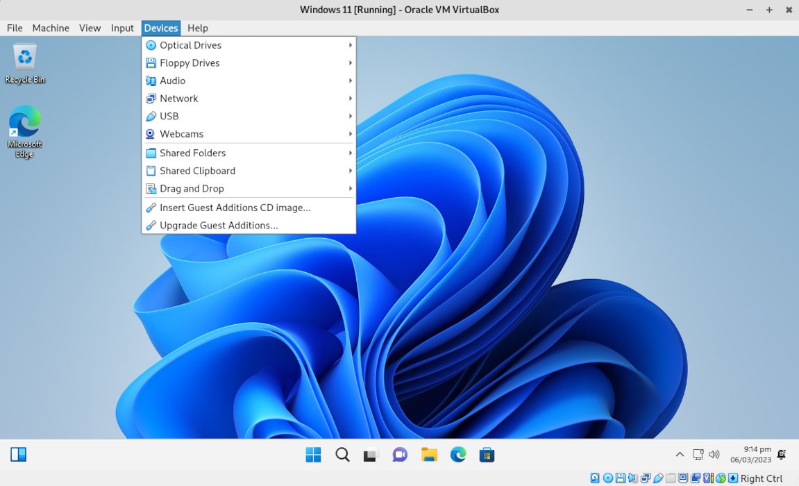 A screenshot showing the contents of the Device Menu entry.