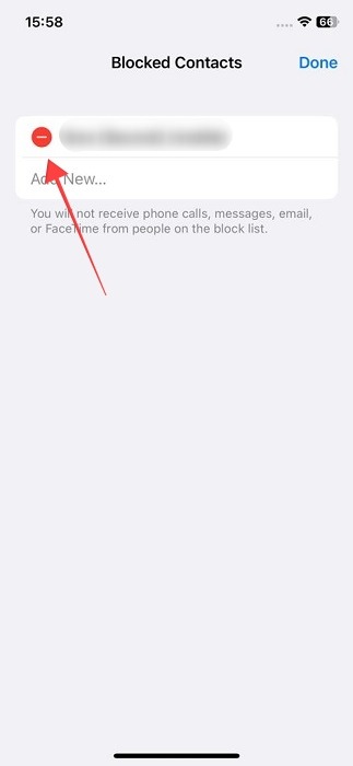 Removing blocked contacts from list on iOS.