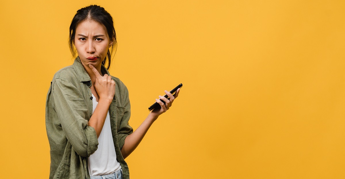 Woman faced with a problem.