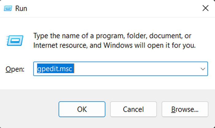 Typing "gpedit.msc" in Run window.