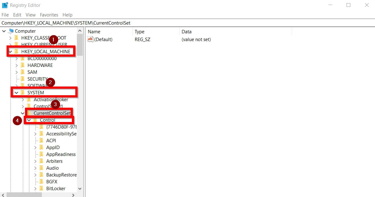 Navigating to address in Registry Editor in Windows. 