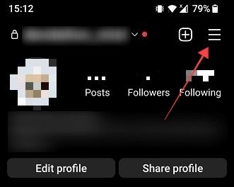 Accessing the profile menu on Instagram app.
