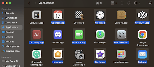 Mac selecting files by holding command and clicking