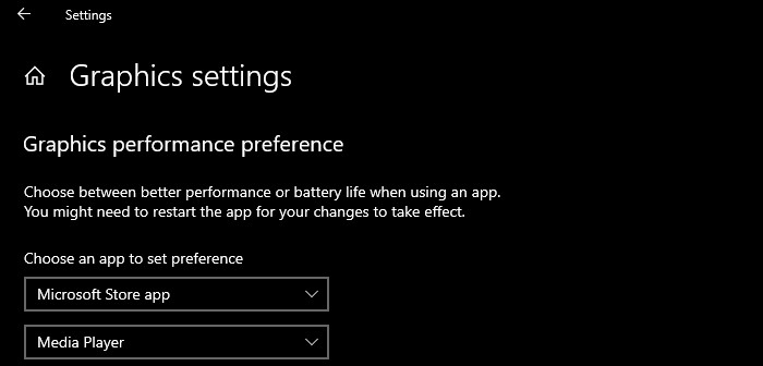 Selecting a "Microsoft app" from dropdown menu in Windows 10.