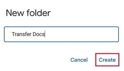 Naming new folder in Google Drive for PC.